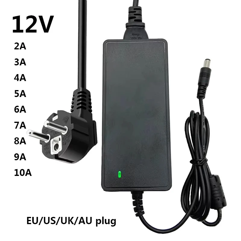 12V 4A 6A 7A 9A Power Supply 12 volts 12V 5A Power Adapter Converter 12V 7A Source 12v7a 12v8a 12v9a UK US AU EU Plug 5.5*2.5mm