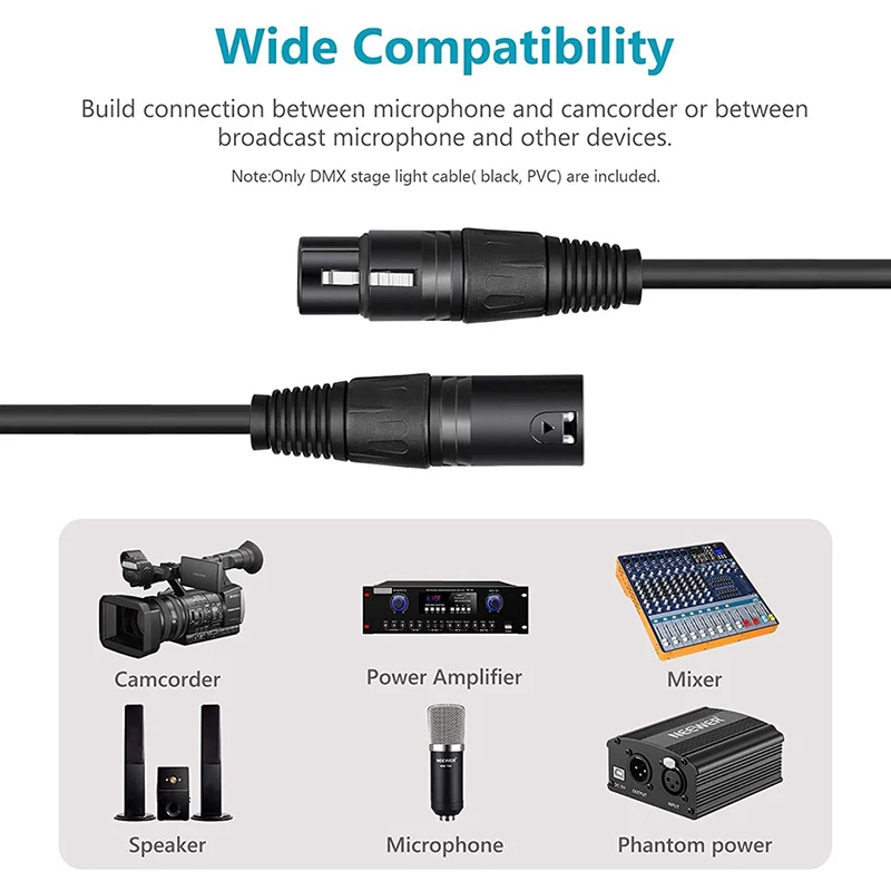 【Fast Ship】XLR Audio Cable 1M/2M/3M/5M/10M Legit DMX Cable XLR Cord Male to Female for Microphone Stage Lights Sound System