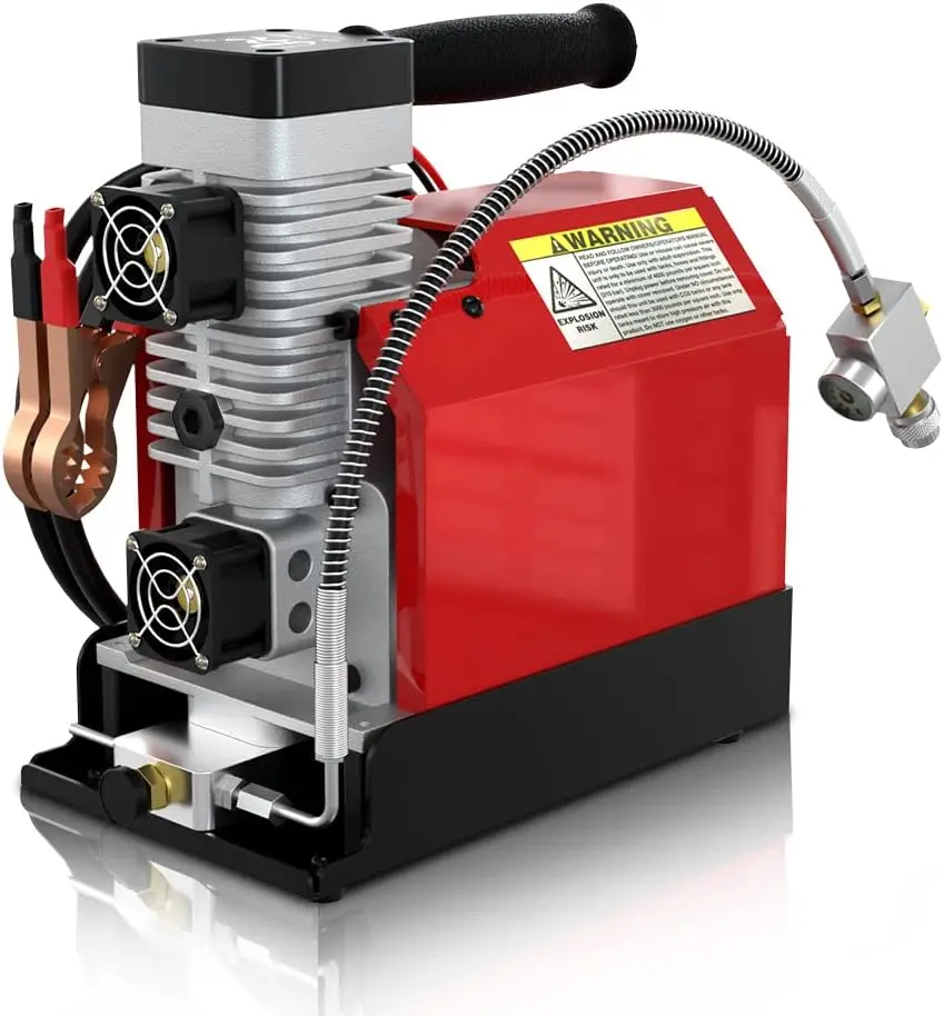 

GX-E-CS2 Portable PCP Air Compressor, 4500Psi/30Mpa, Oil-Free,Powered by Car 12V DC or Home 110V AC with Converter (Included), P