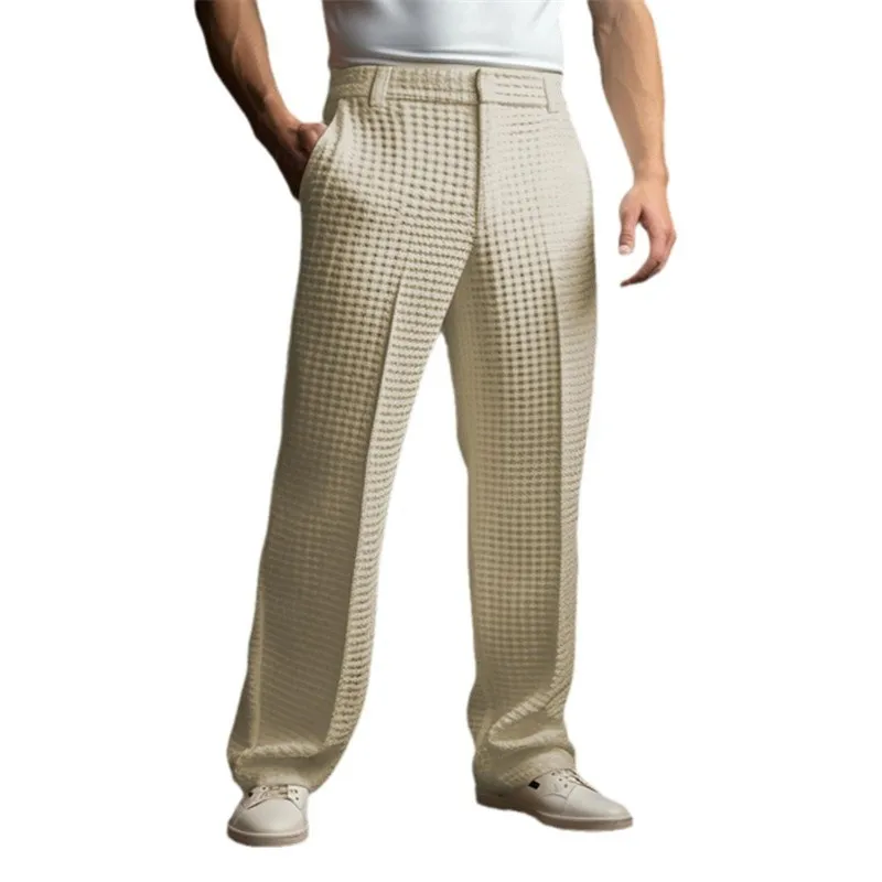 Men Sexy Open Crotch Pants with Dot Decor Hidden Zipper Trousers Solid Color Fashion Straight Panties Crotchless Dailywear