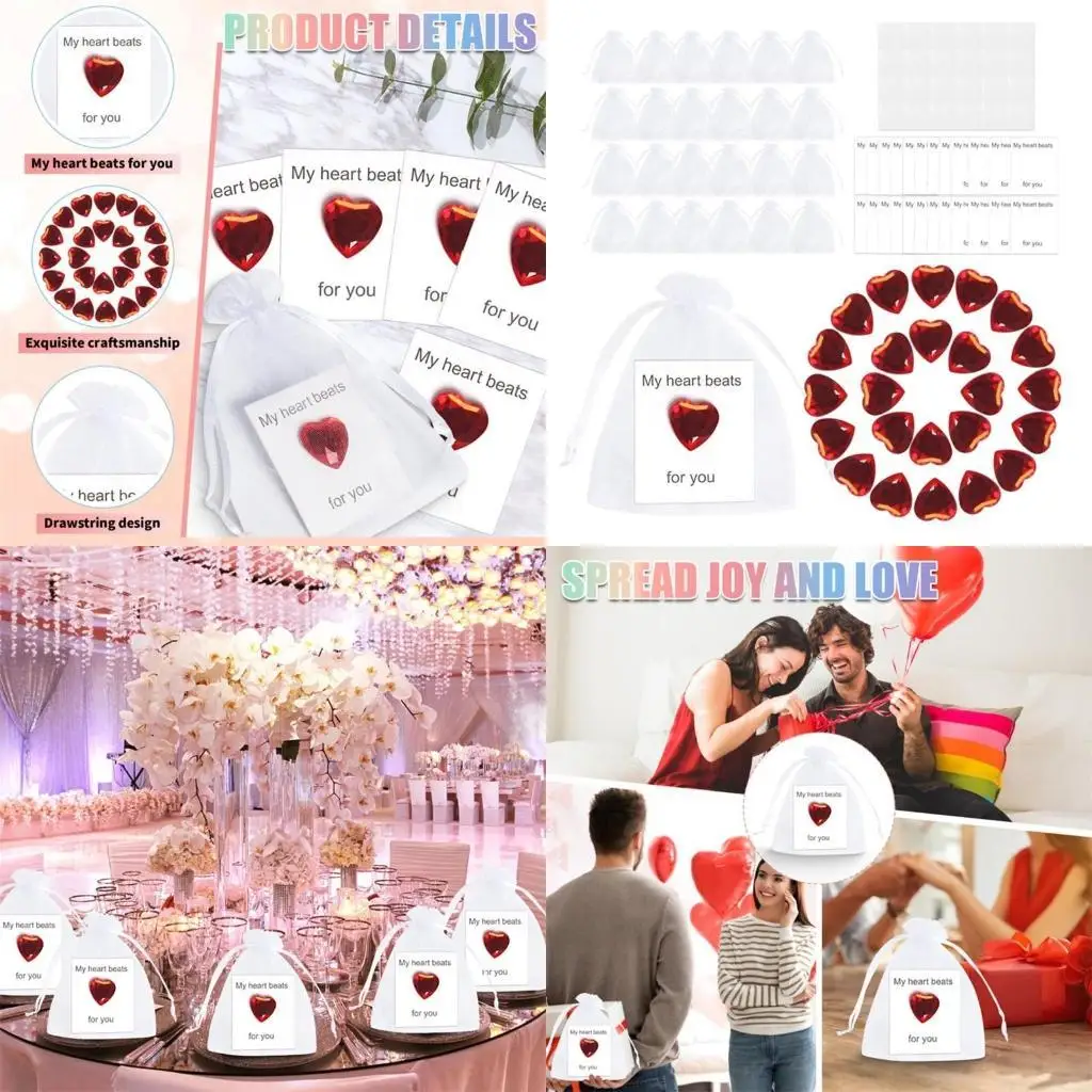 

G6KF Acrylic Heart Rhinestones Applique Stone for Weddings and Dates Party Supplies