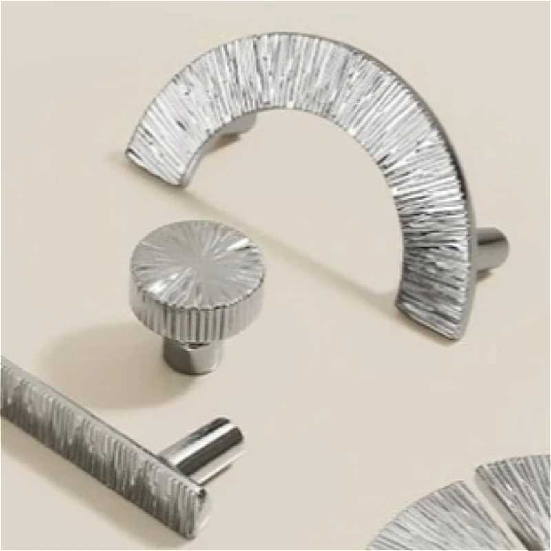 Hammer-textured cabinet door handle gold wardrobe handle silver drawer cabinet pulls single-hole knob kitchen furniture hardware
