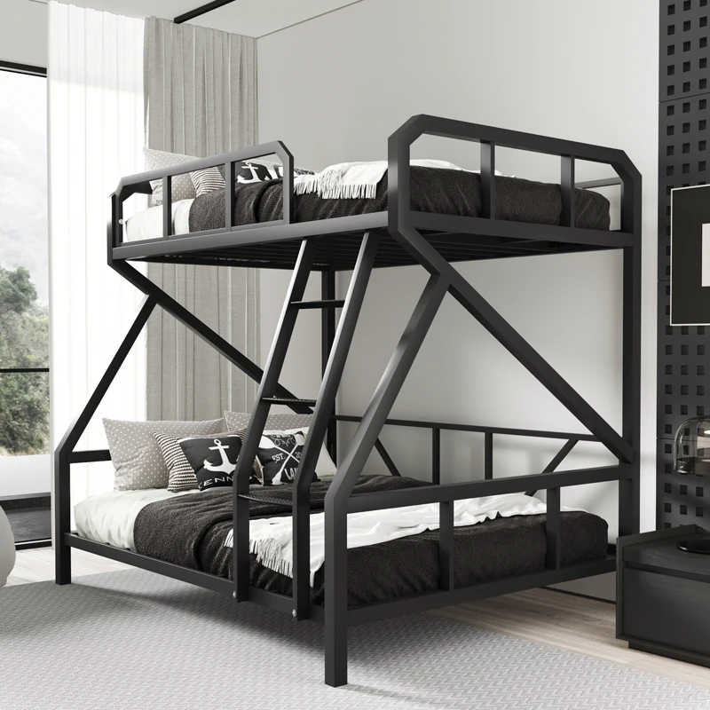 Upper and lower bunk beds Upper and lower beds Wrought iron  shelf  Iron frame High and low e-sports  Mother and child