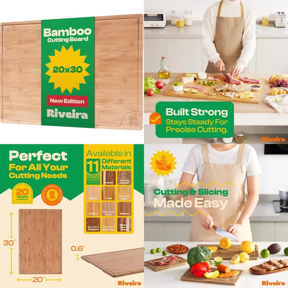 

Large Bamboo Cutting Board - 20x30 Gourmet Kitchen Cutting Board for Cooking and Food Prep