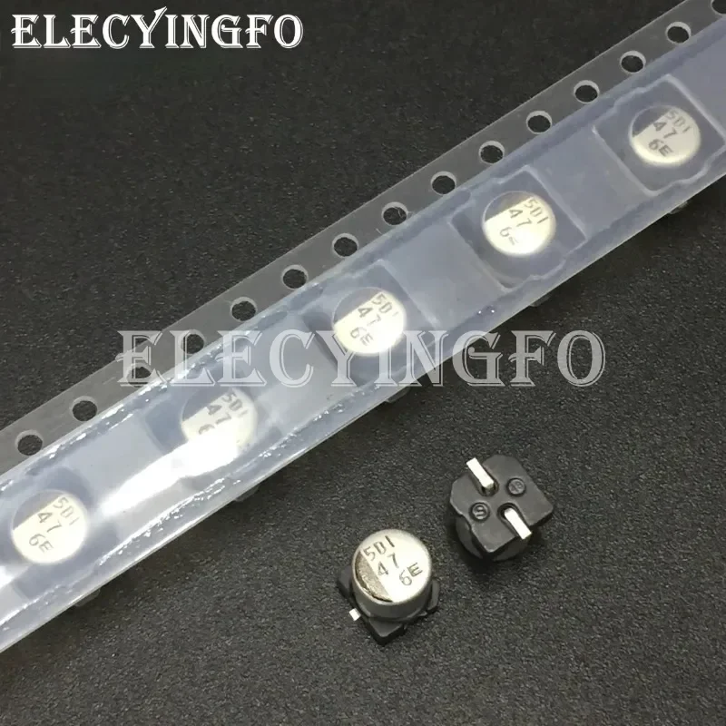 20 قطعة/100 قطعة NIC 47 فائق التوهج/6.3V NACE سلسلة 5x5.5 مللي متر 6.3V47uF رقاقة من نوع SMD الصوت مُكثَّف كهربائيًا