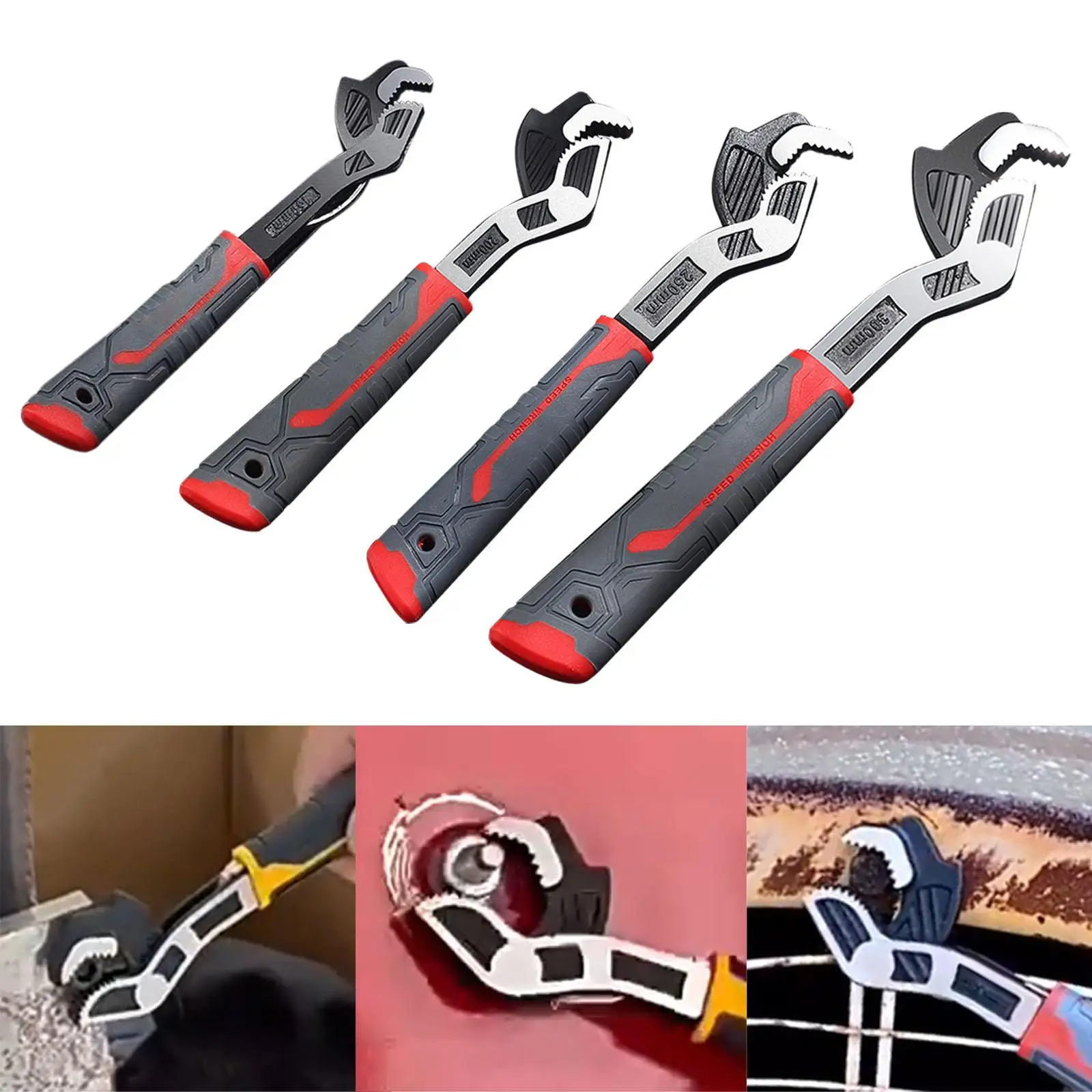 Self Adjustable Pipe Wrench Plumbing Wrench Tool Anti Slip Handle Heavy Duty Universal for Automobiles Tractors Practical