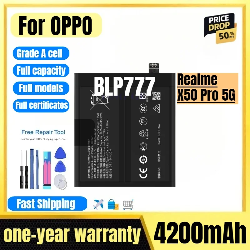 BLP777 for OPPO Realme X50 Pro 5G Mobile Phone Battery High Quality High Capacity  Replacement Bateria Grade A Cell with Tools