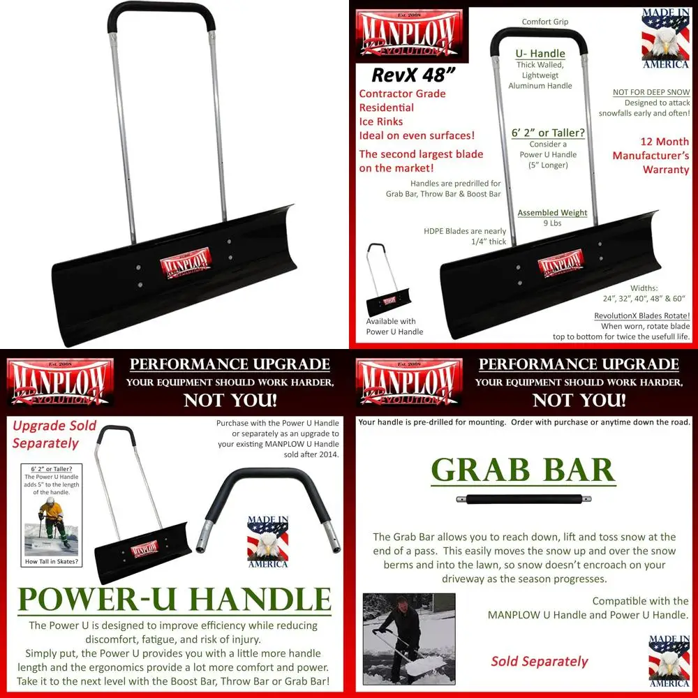 

48-Inch Snow Pusher with U-Handle for Winter Revolution