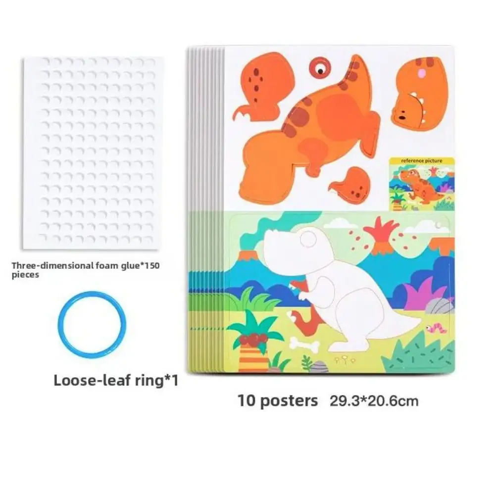 

Educational 3D Stereoscopic Sticker Montessori Handmade DIY Paste Material Kit Cartoon Self-adhesive Animals Sticker Book
