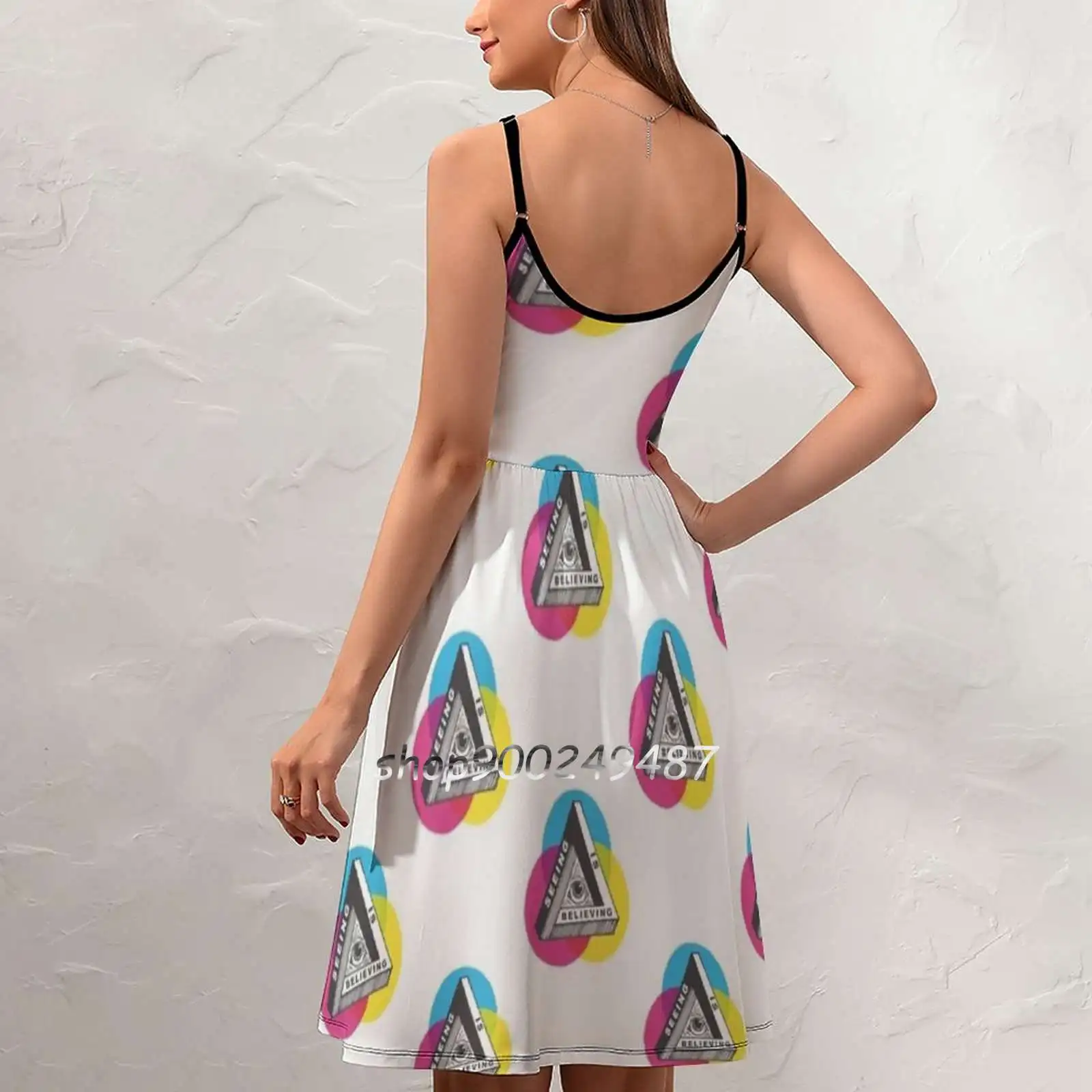 Seeing Is Believing Sling Dress Sexy Dress Female High Waist Dresses For Women All Seeing Eye Penrose Triangle Impossible