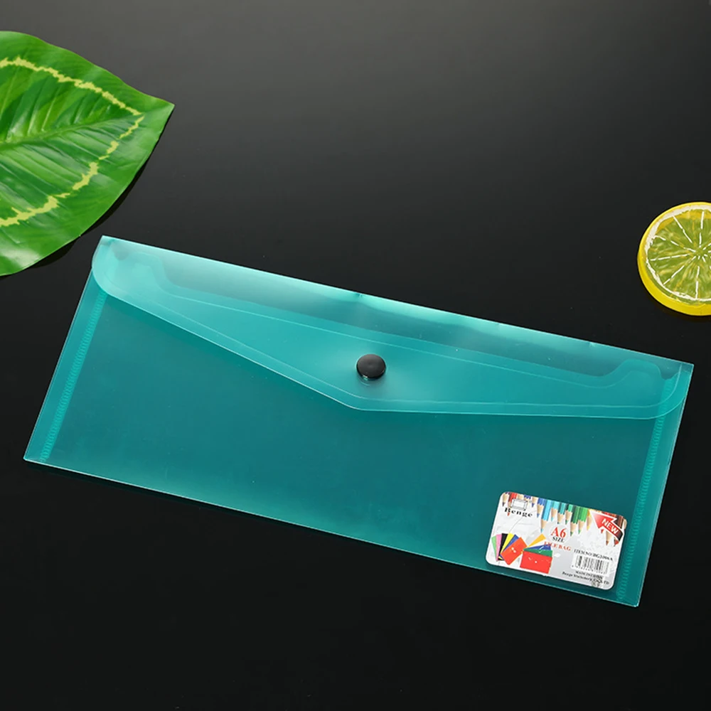 1pc Folder Random Storage Envelope With Snap Plastic Button Folder Color Organizer High Quality Document Folder Clear