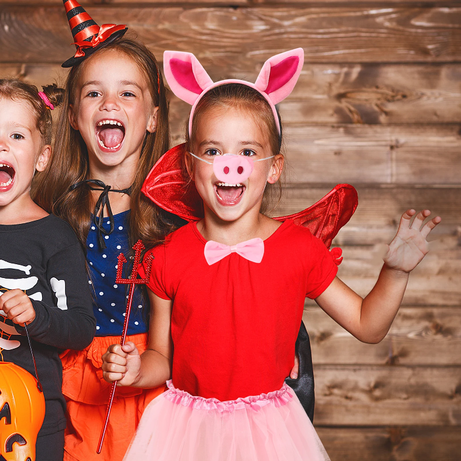 Engraçado conjunto de traje de porco rosa musgo orelha headb meninas desempenho de palco foto adereços tutu saia vestir-se material premium durável