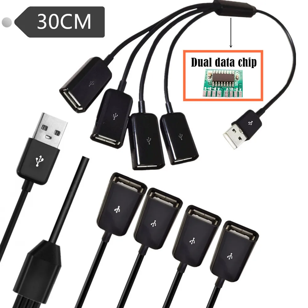 

USB 2.0 A Male plug to 2 /3/4 dual USB A Female jack Y splitter Hub adapter 30cm Cable