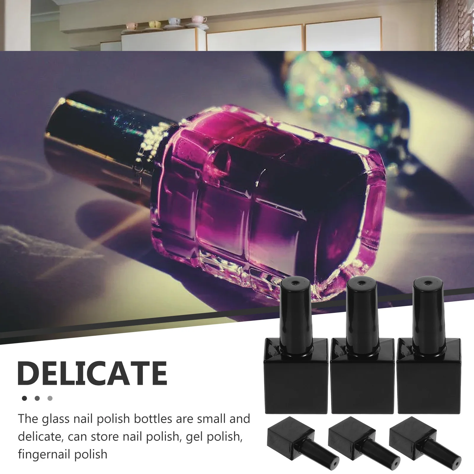 

6Pcs Nail Polish Bottles Small Glass Portable Leakproof Refillable Suitable for Outdoor Travel Gel Polish Storage Bottles