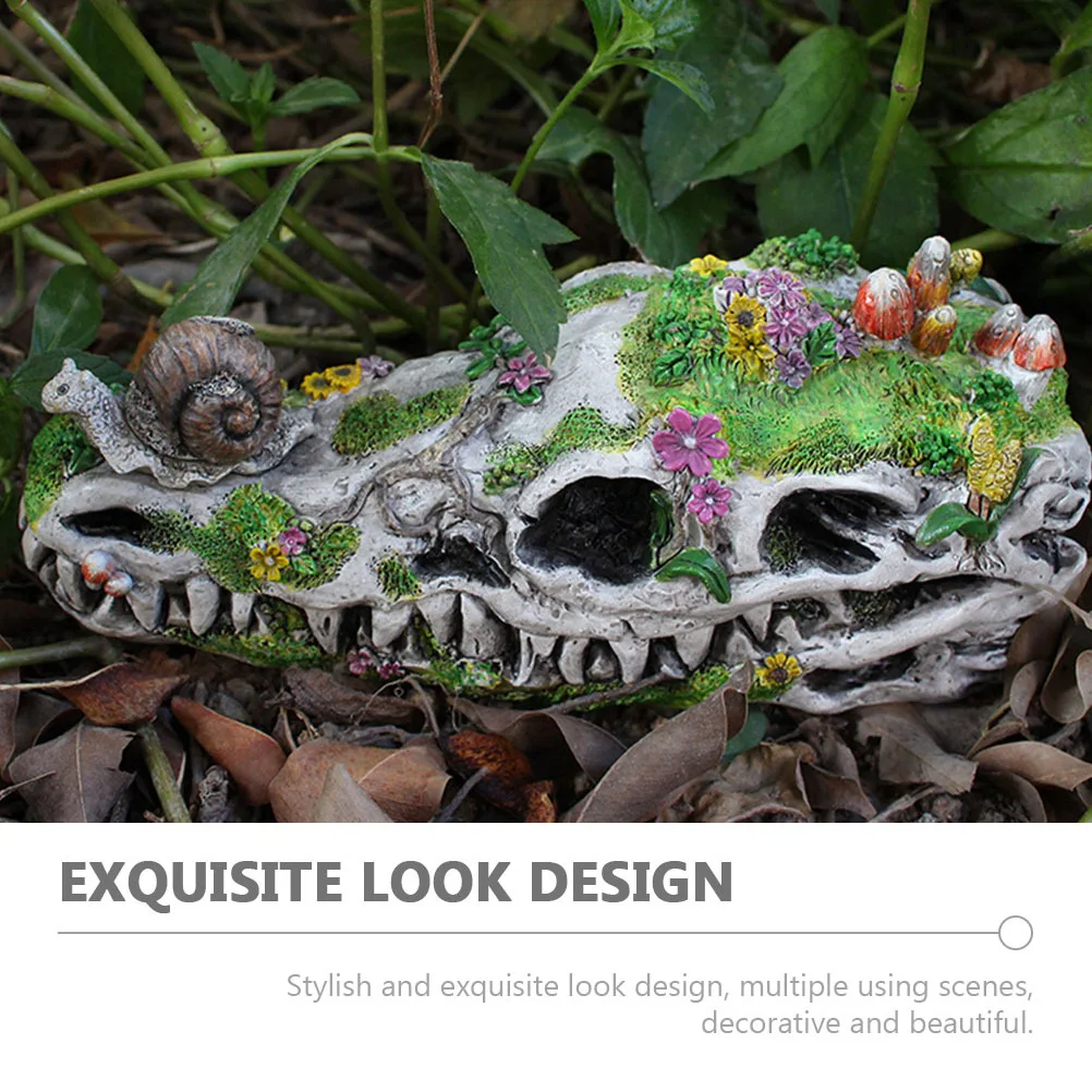 

Dinosaur Head Decoration Simulation Snail Ornament Outdoor Statues for Garden Skull