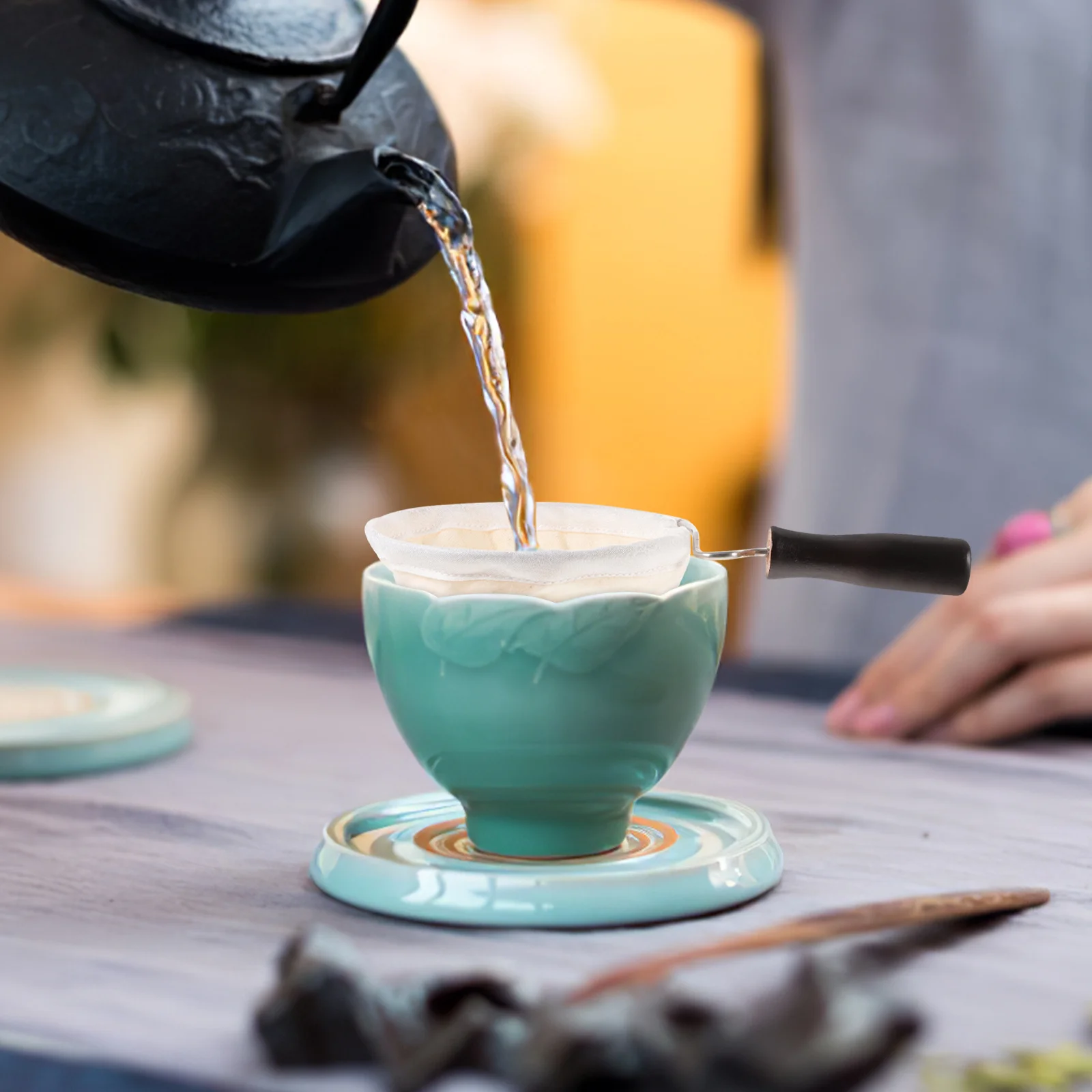 

1Pcs Coffee Filter Bag Reusable Cotton Lint Coffee Strainer Pouch Flannel Cloth Tea Strainer for Home Restaurant Handle