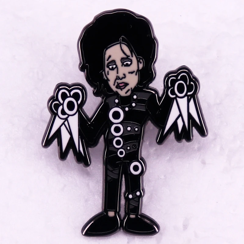 Fantasy Romance Film Enamel Pin A Man Has Scissors for Hands Brooch Jewelry Collectibles