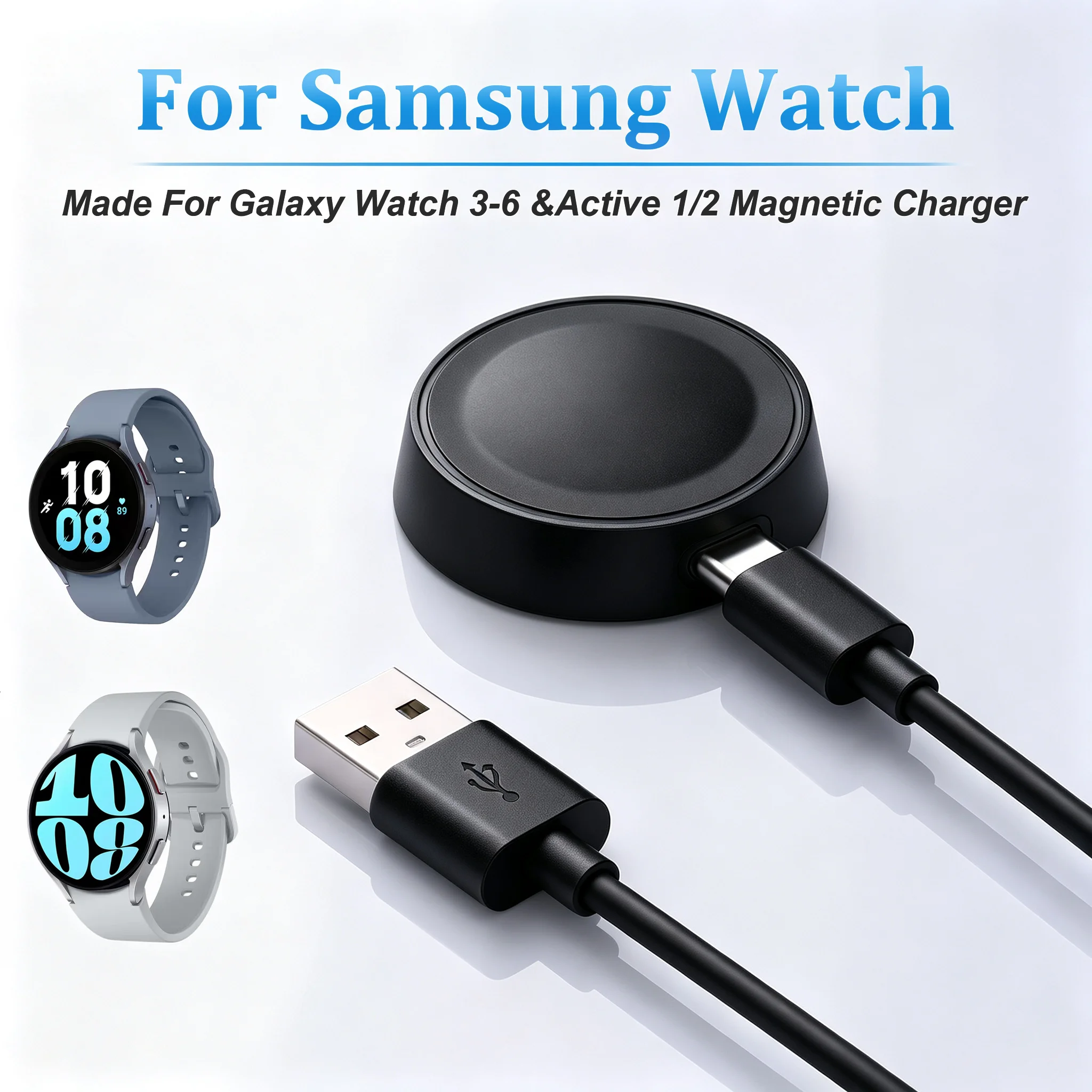 For Samsung Watch Wireless Magnetic Charger Type C Port Dock for Galaxy Watch 6 5 4 3 Ultra Active 2/1 USB A Fast Charging Cable