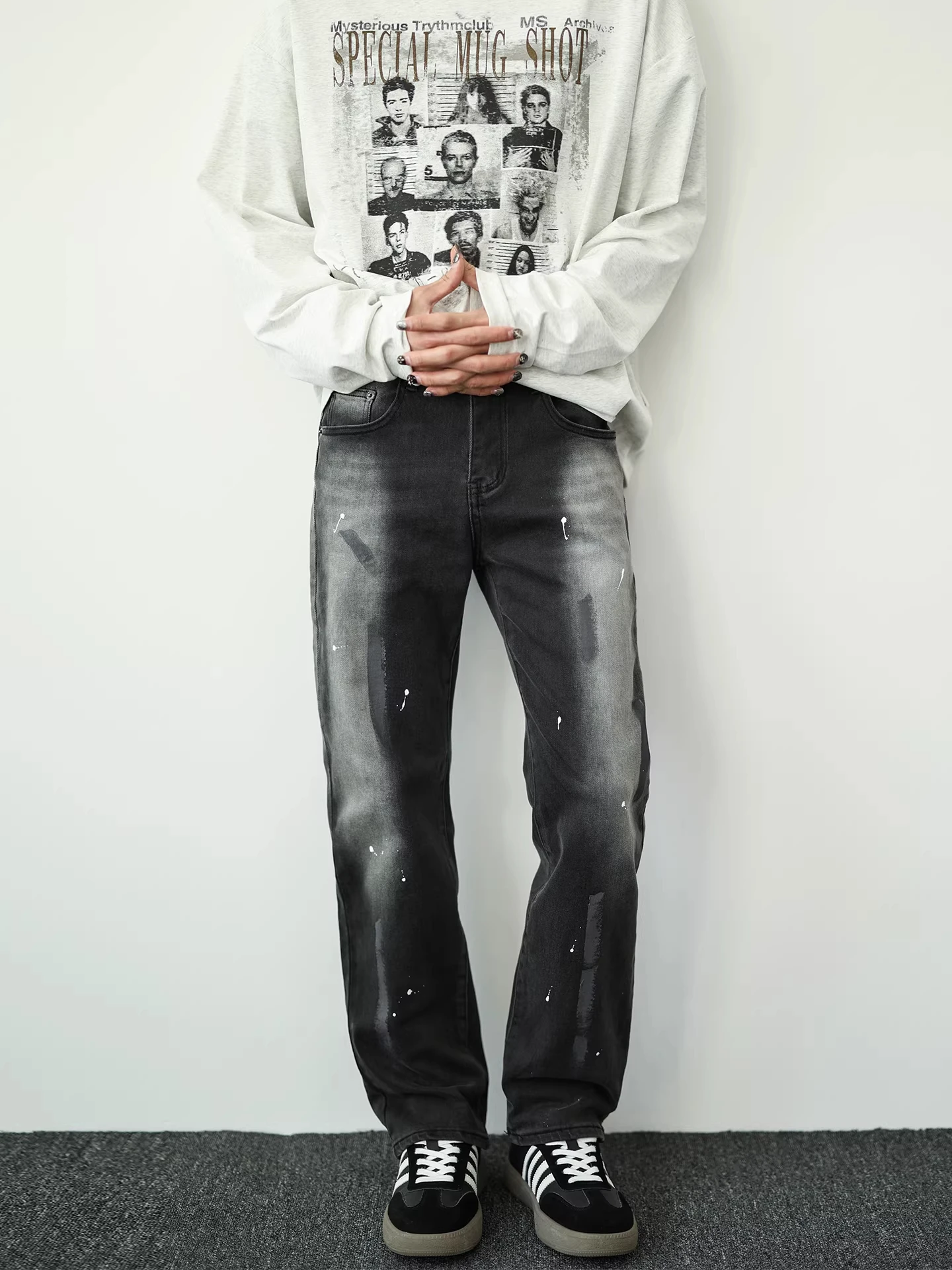 

Мужские джинсы American Fit Design Black Casual Straight Leg: весенние, свободного кроя, из полиэстера, для повседневной носки