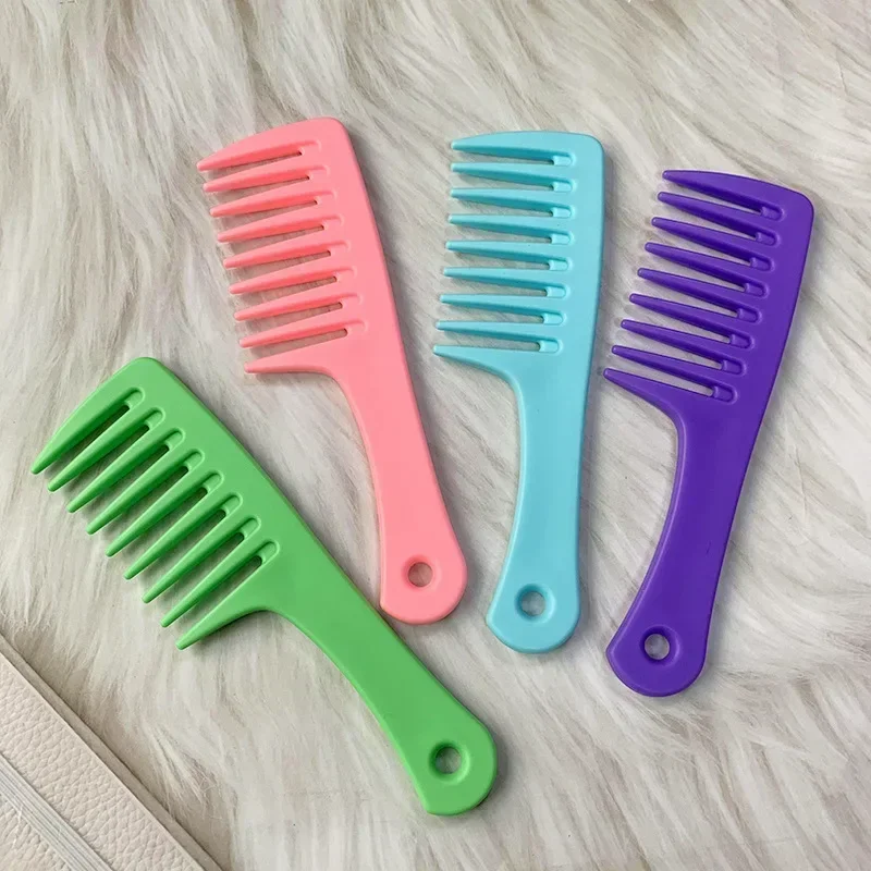 1Pc Wide-tooth Curly Hair Combs Large Curly Women Smooth Hair Comb No Knot Thickened Hairdressing Comb Hairs Styling Tools Green