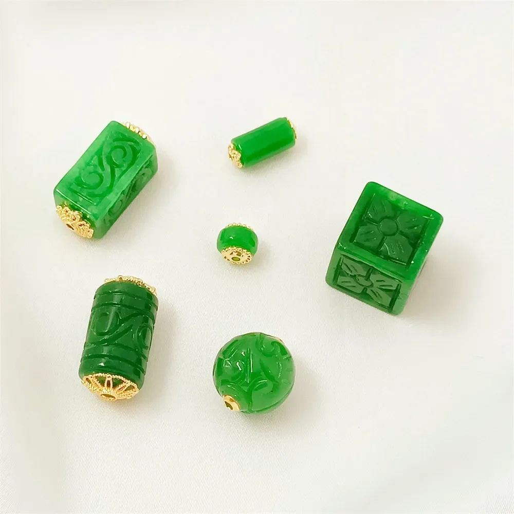 Natural Red Agate Dry Green Cloud Pattern Cube Sugar Patch Bead, Diy Handmade Bracelet, Necklace, String Accessory Material