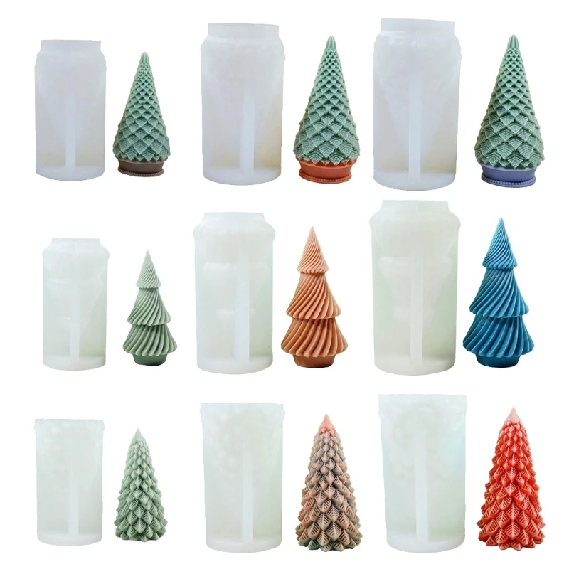 3D Christmas Tree Mold Silicone Mould for Candle Making Handmade Soap Fondant Cake Epoxy Resin Mold DIY Craft