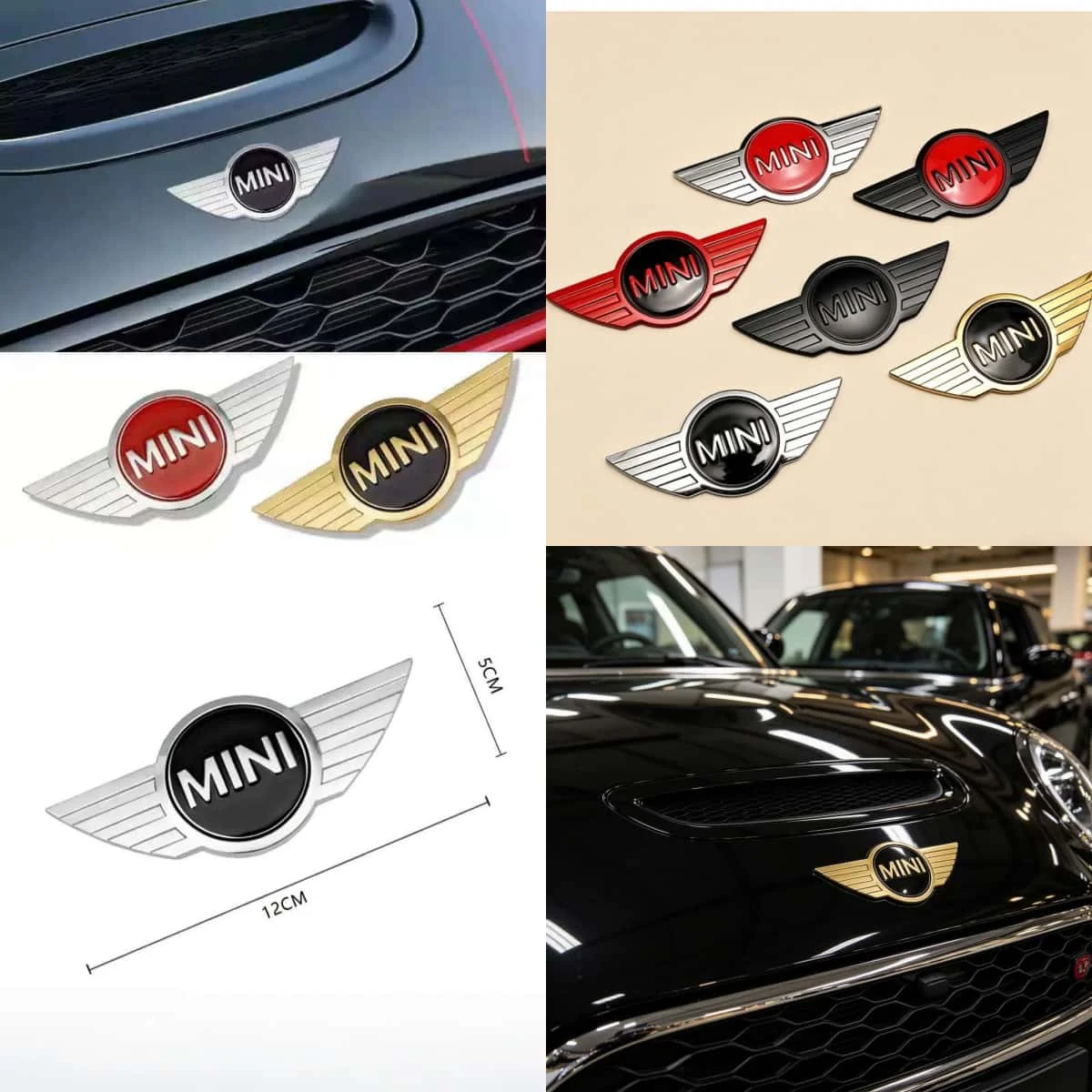 Emblème de capot avant/arrière 12cm*5cm pour Mini Cooper R55 R56 R50 R60 R61 – Badge de remplacement, accessoires de style automobile
