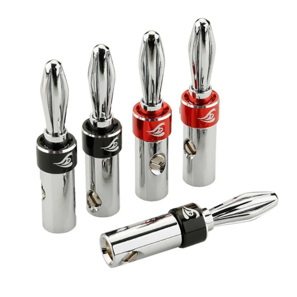 

4PCS Banana Plug Connectors 4mm Audio Terminal Rhodium Plated Connector For Hifi Speaker Cable Amplifier Screw Locking Connector