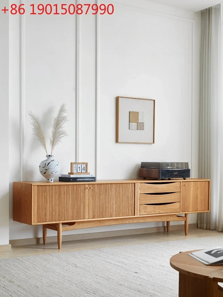 

N Oak TV cabinet modern simple Nordic small apartment log wind TV cabinet coffee table combination