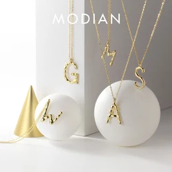 MODIAN Exquisite Pendant Fashion Design Genuine 925 Sterling Silver Simple 26 Letters Chain Necklace For Women Fine Jewelry