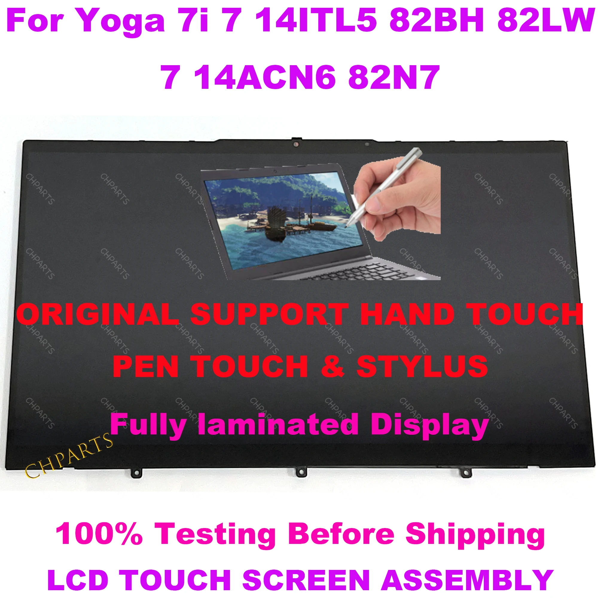 For Lenovo Yoga 7 14ITL5 82BH 82LW 7 14ACN6 82N7 7-14ITL5 Laptop LCD Replacement Display FHD Touch Screen Assembly 5D10S39740