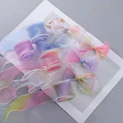 6cm Wide Gradient Rainbow Edging Fishtail Yarn Hair Accessories Cake Ribbon Packaging Bow Ribbon DIY Handmade Decoration