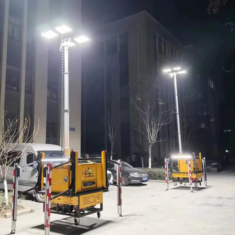 Solar Mobile Lighting Tower 4x150W LED 90000 Lumen 6.5m Mast for Eco Friendly Construction Camp Customized Hot Sale