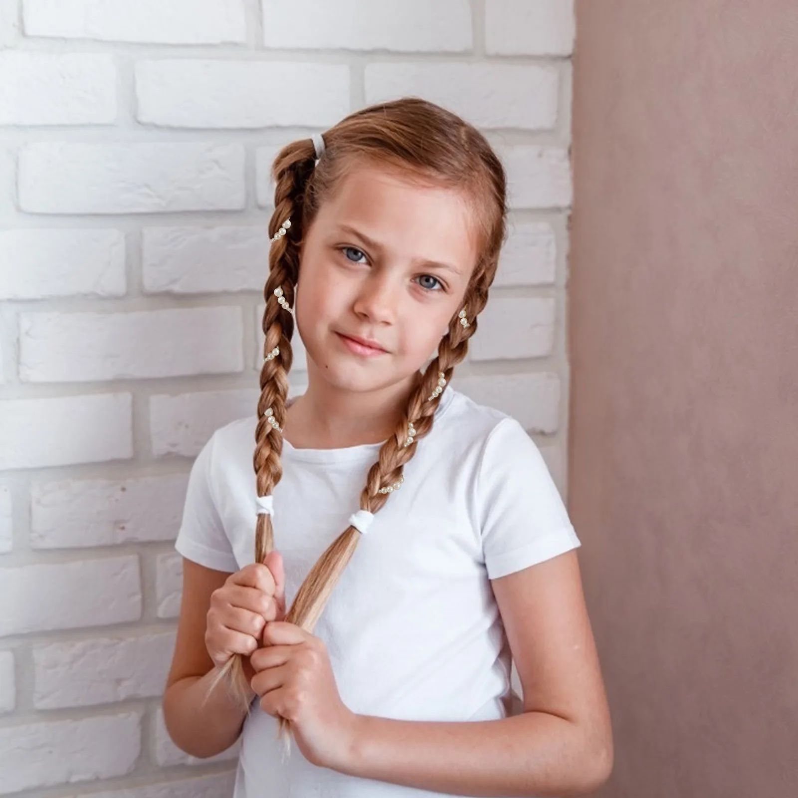 

3Pcs Pearl Hair Chains Women Extensions Lightweight Clip in Braiding Chains Hair Accessories for Weddings Birthdays Baby Showers