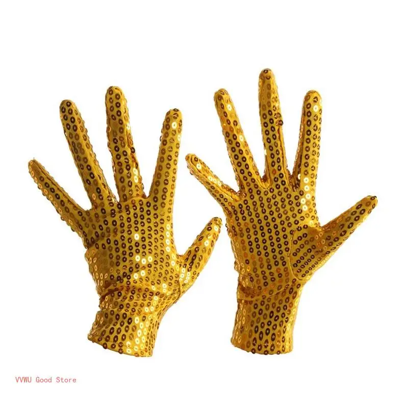 Sequins Stage Performance Props Gloves Adult Halloween Cosplay Dancing Show Fashion Personality Hip Hop Woman Men