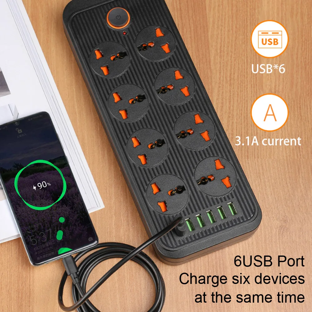 Smart Home Universal Outlet Power Strip With Extension Cable AC USB Port EU US UK Plug Network Filter Overload Protection Socket