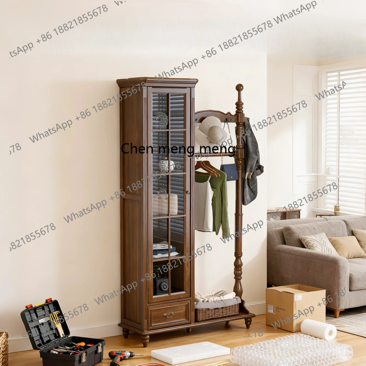 

Coat Rack Storage Cabinet Integrated Floor-standing Multi-functional Coat Cabinet Clothes Rack Bedroom Clothes Storage Cabinet