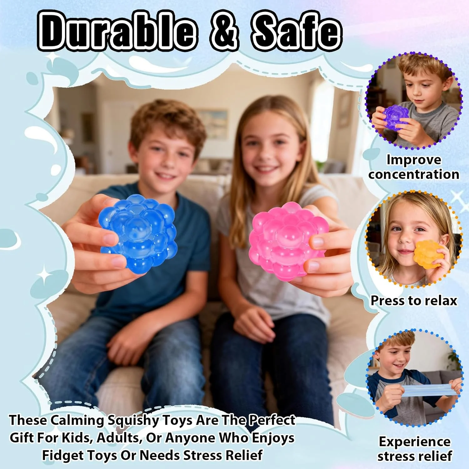 不規則な形の柔らかいストレスボール、子供と大人のためのストレス解消キューブ、不安解消のための柔らかい質感のフィジェットトイ