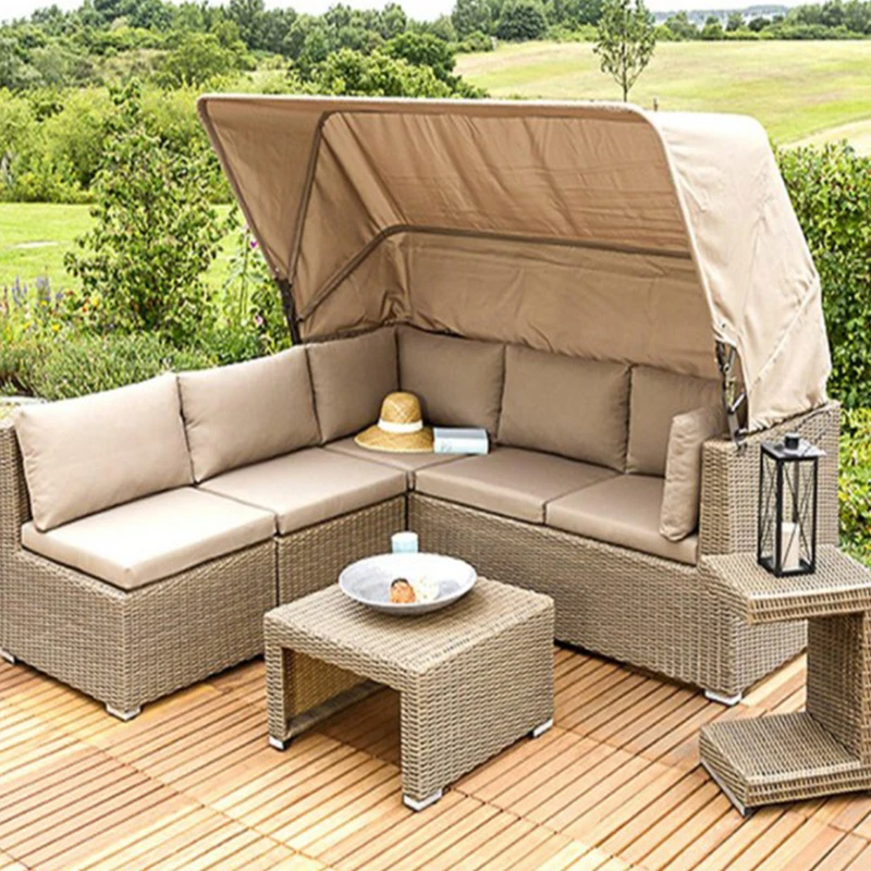 Outdoor sofa balcony courtyard sunshade cane chair