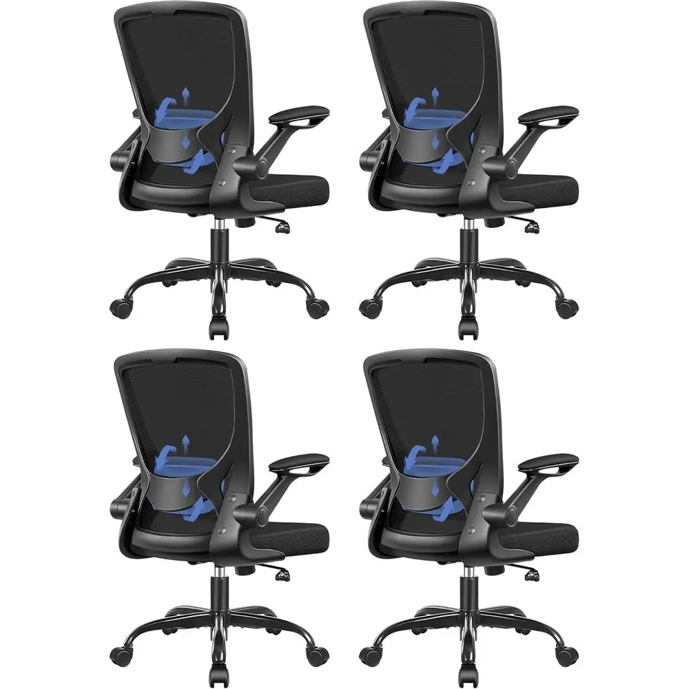 

Ergonomic Mesh Office Chair with Lumbar Support, Swivel, Adjustable Height, Armrests, Black, 4-Pack