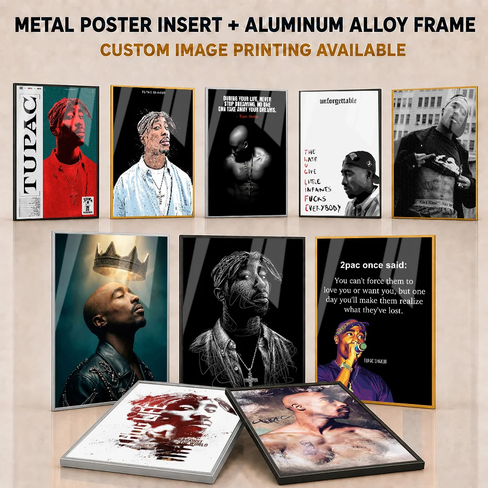 Tupac Shakur Framed Metal Poster Personalized Photo Urban Hip Hop Tribute Style Wall Art For Bedroom And Music Lounge Fan Gift