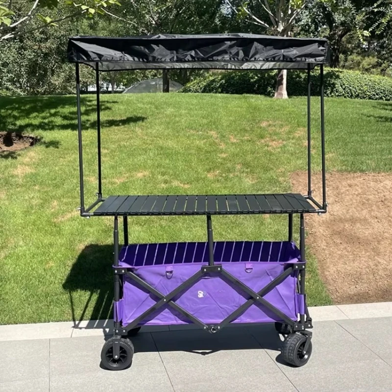 Large capacity adjustable height triangle tent folding cart street stall night market snack cart cart