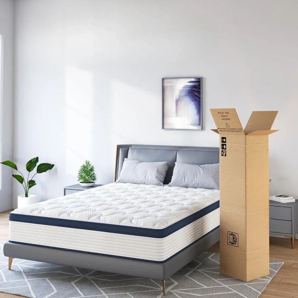 Matelas Queen size 10 pouces, en coton, pour un sommeil profond, moyen optimiste, avec un soutien plus fort