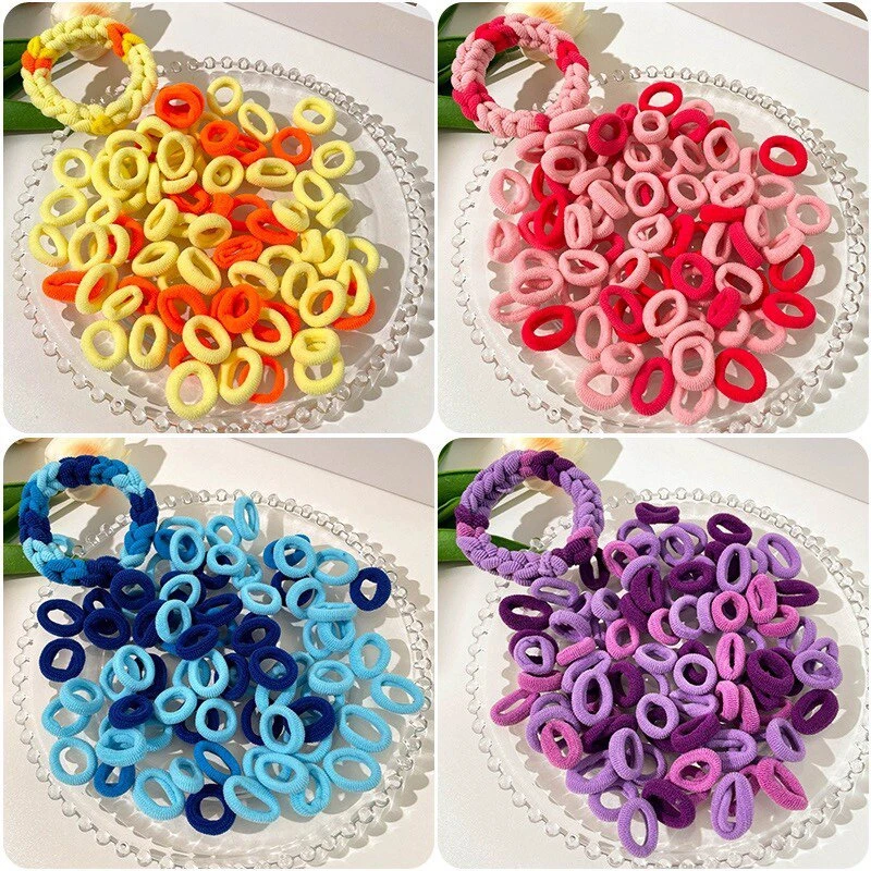 100Pcs Colorful Basic Nylon Ealstic Hair Ties Children's Hair Accessories With High Elasticity Fashionable Nylon Hair Rope