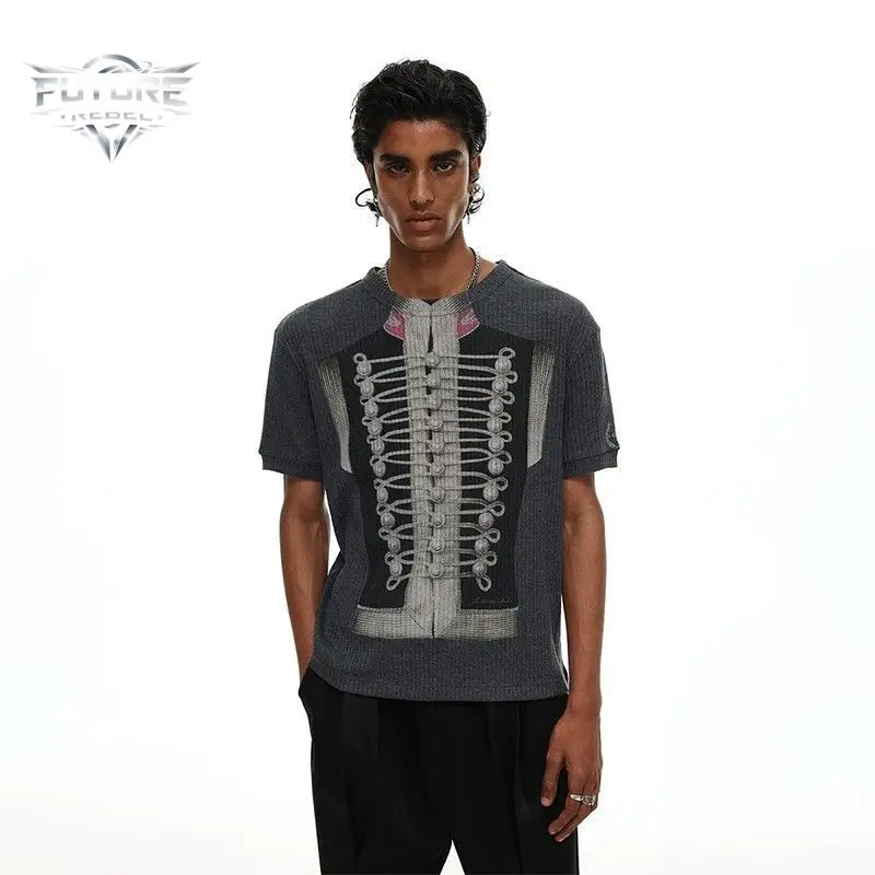 Vintage Retro Napoleon Graphic Print Ribbed Slim Cropped Short Sleeve Tee Unisex Streetwear Casual Daily TikTok Fashion Tops
