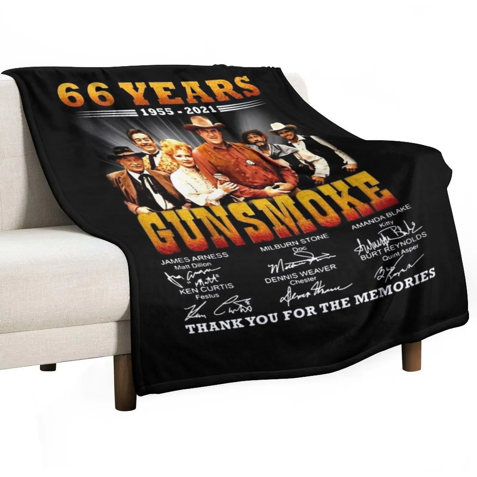 

66 Years 1955 - 2021 Gunsmoke Throw Blanket Luxury Throw Custom Blankets