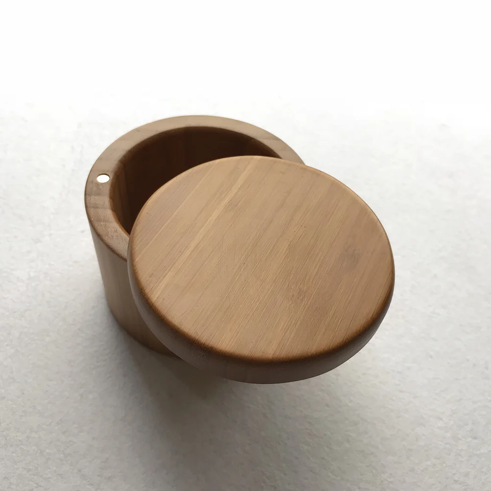 

Bamboo Spice Jar Kitchen Seasoning Box with Spoon Modern Minimalist Design for Salt Pepper Condiment Storage Nordic
