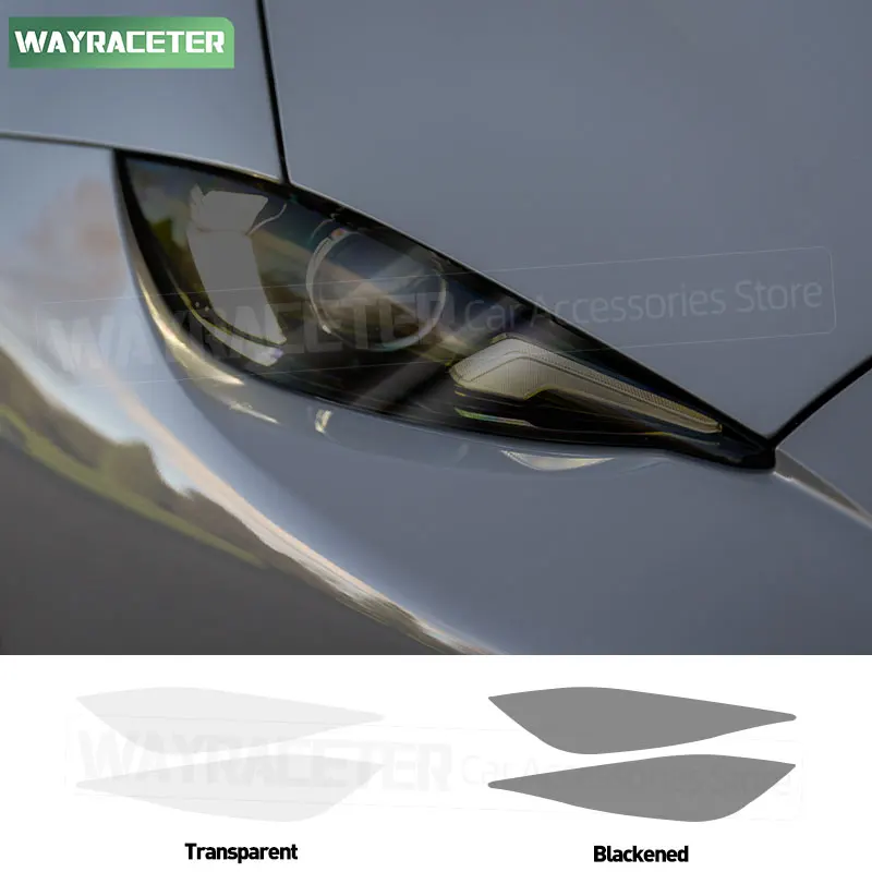 

2 Pcs/Set Car Headlight Tint Smoked Black Protective Film Transparent TPU Sticker For Mazda MX5 2024 2025 2026 Accessories