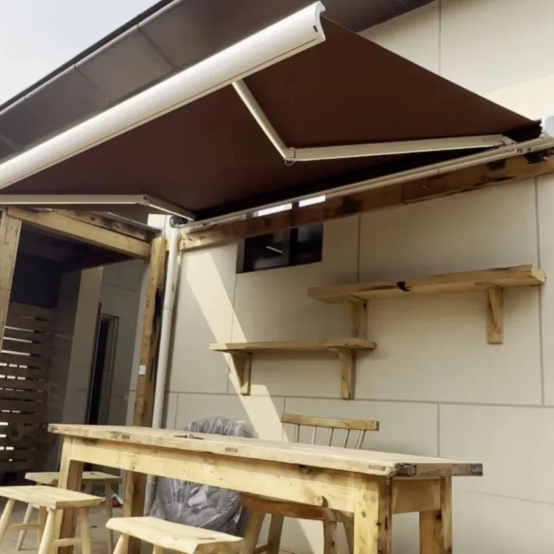 Outdoor Retractable Automatic Sensor Shower Box Aluminum Cover PC Board Tricycle Awning Outdoor Weatherproof