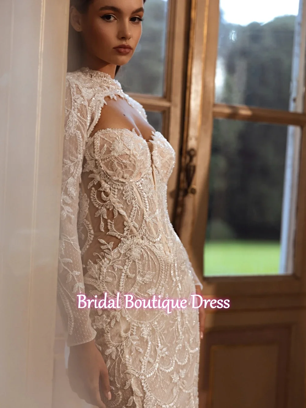 

Длинное свадебное платье-русалка с отстегивающимися рукавами, расшитое бисером, очаровательное кружевное свадебное платье с вырезом в форме сердца, индивидуальный пошив для невесты